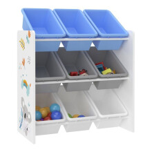 Scaffale di stoccaggio per bambini con 9 cesti aperti bianco / grigio / blu 03_0006986