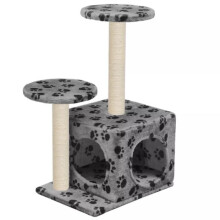 Arranha-céu para gatos, arranhador, nicho, brinquedo para animais de pelúcia em sisal 60 cm cinza com padrão