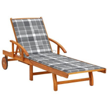 Transat cadeira de praia, cama de jardim, móvel de exterior com cushion, madeira de acácia sólida 02_0012398