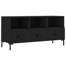 Meuble TV - HELLOSHOP26 - Buffet TV - Bois d'ingénierie - Noir - 102 x 36 x 50 cm