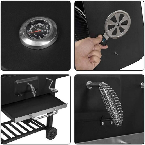 Barbecue a carbone con coperchio barbecue per feste nero 19_0000938 2