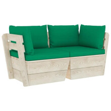 Canapé de pallet de jardim para 2 lugares com almofadas de madeira de abeto 02_0013280