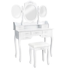 Coiffeuse table de maquillage au look antique avec tabouret rembourré 3 miroir pivotables 90 x
