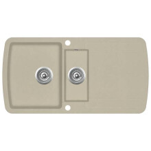 Fregadero de cocina doble lavabo 96 x 50 cm granito beige 02_0002339