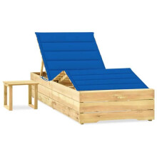 Transat - HELLOSHOP26 - Tumbona de madera - Resistente a la intemperie - Con mesa y cojín - 198 cm