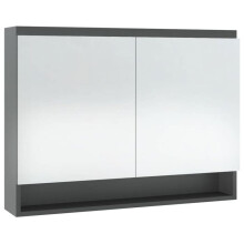 Spiegelkast - HELLOSHOP26 - 80x15x60 cm - MDF grijs - 2 deuren - 3 compartimenten