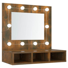 Armário com espelho e LED 60 x 31,5 x 62 cm carvalho fumado 02_0006660