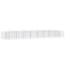 Lit surélevé à gabions arqué 400 x 100 x 50 cm fer galvanisé Argent 02_0039935