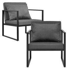 2 x sedie da esterno robuste con cuscini comfortevoli neri 70 x 60 x 60 cm