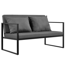 Canapé de jardim - casa.pro - 2 lugares - Preto - Cinza escuro - 114 x 60 x 70 cm