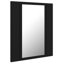 Spiegelbadschrank mit LED 40 x 12 x 45 schwarzes Acryl