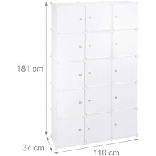 Étagère cubes rangement penderie armoire 11 casiers 2 tringles plastique blanc 13_0001262_2
