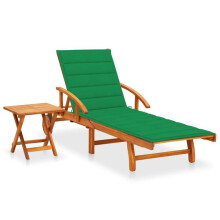 Transat - HELLOSHOP26 - Silla de playa de madera de acacia - Ajustable - Con cojín y mesa - Exterior