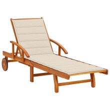 Transat - HELLOSHOP26 - Cadeira de praia em madeira de acácia - Ajustável - Com almofada - Mesa dobrável