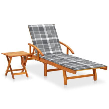 Transat chaise longue de sol, cama de jardim, móvel de exterior com mesa e almofada em madeira de acácia 02_0012626