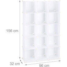 Étagère cubes rangement penderie armoire 15 casiers plastique chaussures modulable blanc 13_0001075_2