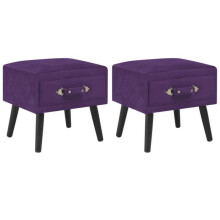 Mesa de noite, cabeceira, cômoda, armário, móvel de quarto 2 pcs roxo escuro 40x35x40 cm veludo