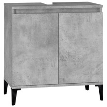 Badezimmermöbel - HELLOSHOP26 - 58 x 33 x 60 cm - Ingenieurholz - Betongrau - Zum Selbstmontieren