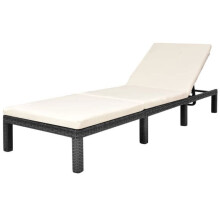 Transat - HELLOSHOP26 - Tumbona - Resina trenzada negra - Respaldo ajustable - Cojín extraíble