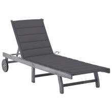 Chaise longue - Acacia - Grigio - Schienale regolabile - Cuscino incluso - Mobile per giardino esterno