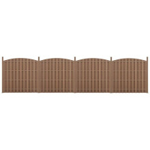 Clôture brise-vue - WPC - Demi-cercle - 4 pièces - 185 x 747 cm - Brun