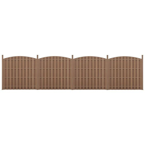 Cierre brise-vue - WPC - Semicírculo - 4 piezas - 185 x 747 cm - Marrón
