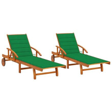 Transat - HELLOSHOP26 - Conjunto de 2 - Madera de acacia - Cojines cómodos - Plegable y ajustable