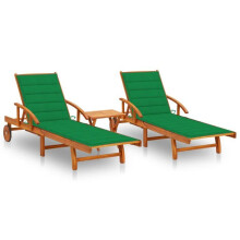 Transat - HELLOSHOP26 - Lote de 2 - Madera de acacia - Regulable - Con mesa y cojines
