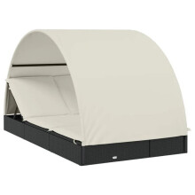 Transat chaise longue - HELLOSHOP26 - 2 lugares - Teto redondo - Rattan PE - Aço revestido a pó
