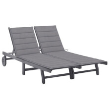 Chaise longue - Acácia - 2 lugares - Ajustável - Com almofada - Exterior cinza