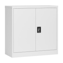 Armário de escritório - en.casa - 90 x 40 x 90 cm - Aço lacado - 2 prateleiras ajustáveis - Cor cinza claro