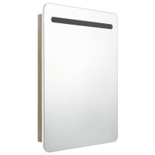 Witte LED spiegel badkamerkast 60 x 11 x 80 cm eiken