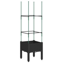 Jardinière avec treillis - HELLOSHOP26 - 40 x 40 x 142,5 cm - Polypropylène - Noir - Design surélevé