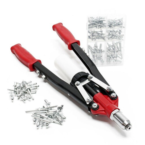 Pinza per rivetti ciechi - HELLOSHOP26 - Alluminio - 150 pezzi - Lunghezza 45 cm - Punte intercambiabili