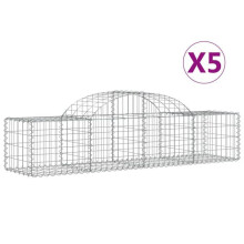 Paniers à gabions clôture cage mur de soutènement arqués 5 pcs 200 x 50 x 40/60 cm fer galvanisé Argent 02_0040898