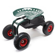 Cadeira de jardim - HELLOSHOP26 - Carrinho deslizante - 150 kg max - Cadeira giratória - Compartimento de armazenamento