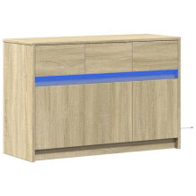 Meuble TV - Multimédia - Chêne Sonoma - LED RGB - 91 x 34 x 61 cm - Rangement spacieux