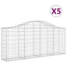 Paniers à gabions clôture cage mur de soutènement arqués 5 pcs 200 x 30 x 80/100 cm fer galvanisé Argent 02_0040883