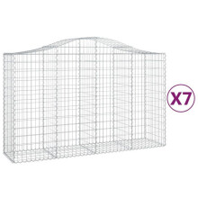 Paniers à gabions clôture cage mur de soutènement arqués 7 pcs 200 x 50 x 120/140 cm fer galvanisé Argent 02_0041085
