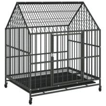 Cerca para cachorro com rodas aço galvanizado preto 02_0041627