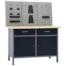 Etabli - HELLOSHOP26 - 120 cm - 3 panneaux muraux - 2 tiroirs - 500 kg de capacité