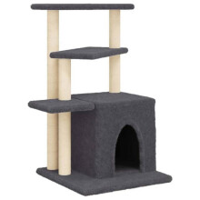 Kattenboom meubel toren klim speelgoed krabben krabpaal klimplatform met sisal krabbers donker 83,5 cm grijs 02_0022712