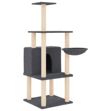 Kattenboom meubel toren klimmen speelgoed krabben krabpaal klimplatform met sisal krabbers donkergrijs 132 cm 02_0022655
