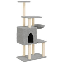 Kattenkrabpaal toren klimmen speelgoed krabben krabstation klimplatform met sisal krabbers licht 131 cm grijs 02_0022560