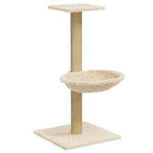 Kattenboom meubel toren klimmen speelgoed krabben krabpaal beklimming platform met sisal krabvlak 74 cm crème 02_0022438