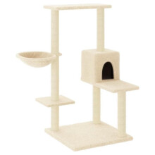Kattenboom meubel toren klim speelgoed krabben krabpaal klimplatform met sisal krabvlakken 95 cm crème 02_0022535