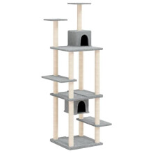 Kattenboom meubel toren klim speelgoed krabben krabber klimplatform met sisal krabplanken lichtgrijs 176 cm grijs 02_0022592