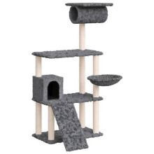 Kattenboom meubel toren klim speelgoed krabben krabpaal klimplatform met sisal krabpads donker 131 cm grijs 02_0022654