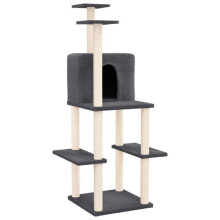Kattenboom meubel toren klimmen speelgoed krabben krabpaal klimplatform met sisal krabbers donker 144,5 cm grijs 02_0022663