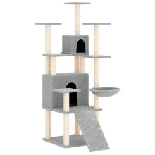 Kattenboom meubeletoren klim speeltje krabben krabpaal klimmende platform met sisal krabbers licht 154 cm grijs 02_0022578